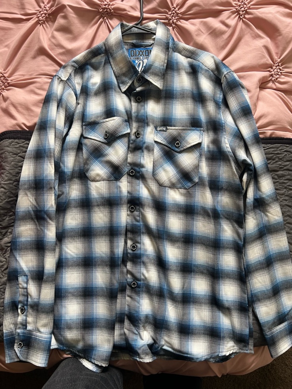 DIXXON Flannel XL Blue and White Plaid Men's Button-Down Shirt